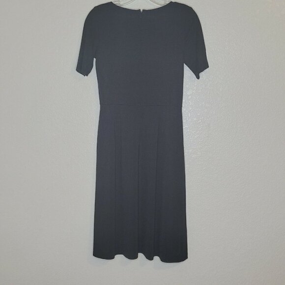 Ann Taylor Black Jersey Button Accent Jersey Midi Dress Size 0 Petite - Picture 3 of 12